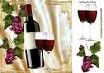 Red Wine, Grapes, Bottle 8x8