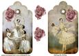 Vintage Ballet Dancers with Pink Rose on Tags