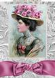 Elegant Lady in Hat with Flowers and Big Bow A4