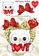 Cute White Owl with Love, and Hearts 8x8