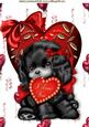 I Love You, Cute Black Puppy on a Heart A4