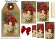 Vintage Red Poppies and Daisies on a Tag Pyramids