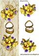 Diamond Ring with Gold Roses Tall Dl
