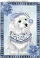 Santa Westie in Denim Frame with Flower A4