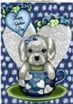 Little Puppy in Teacup with Flowers on a Heart A4
