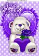 Little White Bear on Purple Frill Heart A4