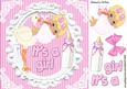 Baby Girl Carried by a Stork! with Her Botle 8x8