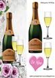 Be Mine Heart with Pink Roses and Champagne Tall Dl