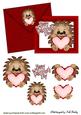 Cute Liitle Hedgehog with Heart on Envelope & Card