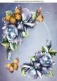 Pretty Blue Roses with Gold Butterflies A4