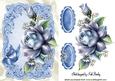 Pretty Blue Roses , Blue Butterfly in Ornate Frame