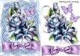 Blue Roses with Lilac Bow and Butterflies