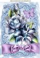 Blue Roses with Lilac Bow and Butterflies A4