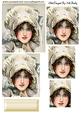 Vintage Lady in White Hat with Bow Pyramids