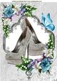 Silver Sparkle Shoes with Flowers and Butterflies A4