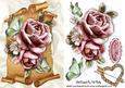 Pink Roses and Butterflies on a Scroll