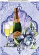 Blue Rose with Champagne and Glasses A4