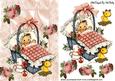 Vintage Baby Girl in a Basket with Bow and Roses