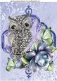 Diamond Owl with Blue Roses A4