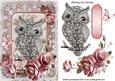 Diamond Owl with Pink Roses and Butterfly
