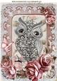 Diamond Owl with Pink Roses and Butterfly A4