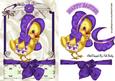 Easter Chick in Purple Bonnet in Vintage Frame