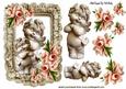 Little Cherubs with Peach Flowers in Frill Frame