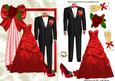 Red Wedding Dress with Grooms Suit & Access