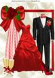 Red Wedding Dress with Grooms Suit & Access A4