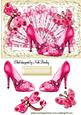 Pink Sparkle Shoes on Fan with Butterfly and Dragonfly