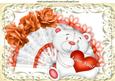 Orange Roses with Lace Fan and Love Bear A4