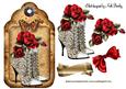 White Stripe Boots with Red Roses with Butterflies