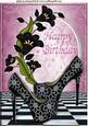 Black Shoes with Pearls and Black Flowers A4