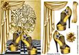 Gold Shoes with Gold Drapes and Flower