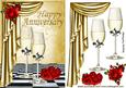 Gold Drapes Set the Mood Red Rose for Anniversary