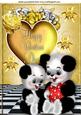 Valentine Panda Bears with Gold Heart & Roses A4