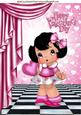 Little Valentine Girl with Hearts and Pink Drapes