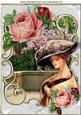 Vintage Lady with Roses in the Garden A4