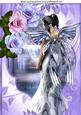 Pretty Faerie with Lilac/pink Roses with Waterfall A4