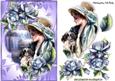 Vintage Lady with Puppy with Roses by the Falls