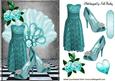 Party Dress with Turq Roses and Sparkle Shoes