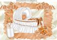 Baby Girls Peach Bassinet with Baby Bottle A4