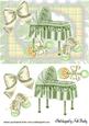 Pretty Crib in Green with Rattle and Shoes