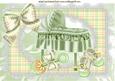 Pretty Crib in Green with Rattle and Shoes A4