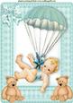 Vintage Baby Boy with Teddies A4