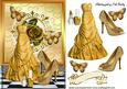 Gold Dress, Butterflies and Gold Shoes
