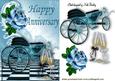 Blue Carriage and Rose for Anniversary