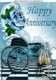 Blue Carriage and Rose for Anniversary A4