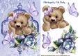 Cuddly Brown Teddy in Blue Rose Frame
