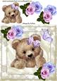 Cute Brown Bear in Floral Frame with Flowers 8x8